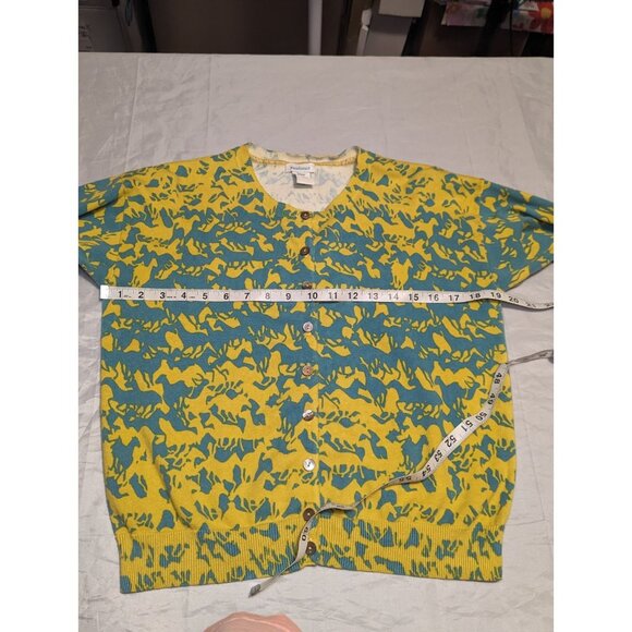 Sundance Free Spirit Horse Print Cardigan Yellow Blue Size Medium Cotton Button - Picture 10 of 10